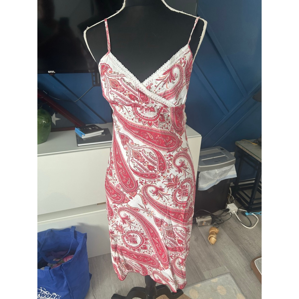 Women's LUCE White Red Paisley Mini Dress S